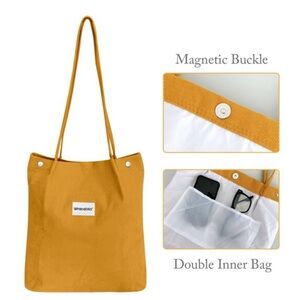 Mustard Corduroy Yellow Tote Bag